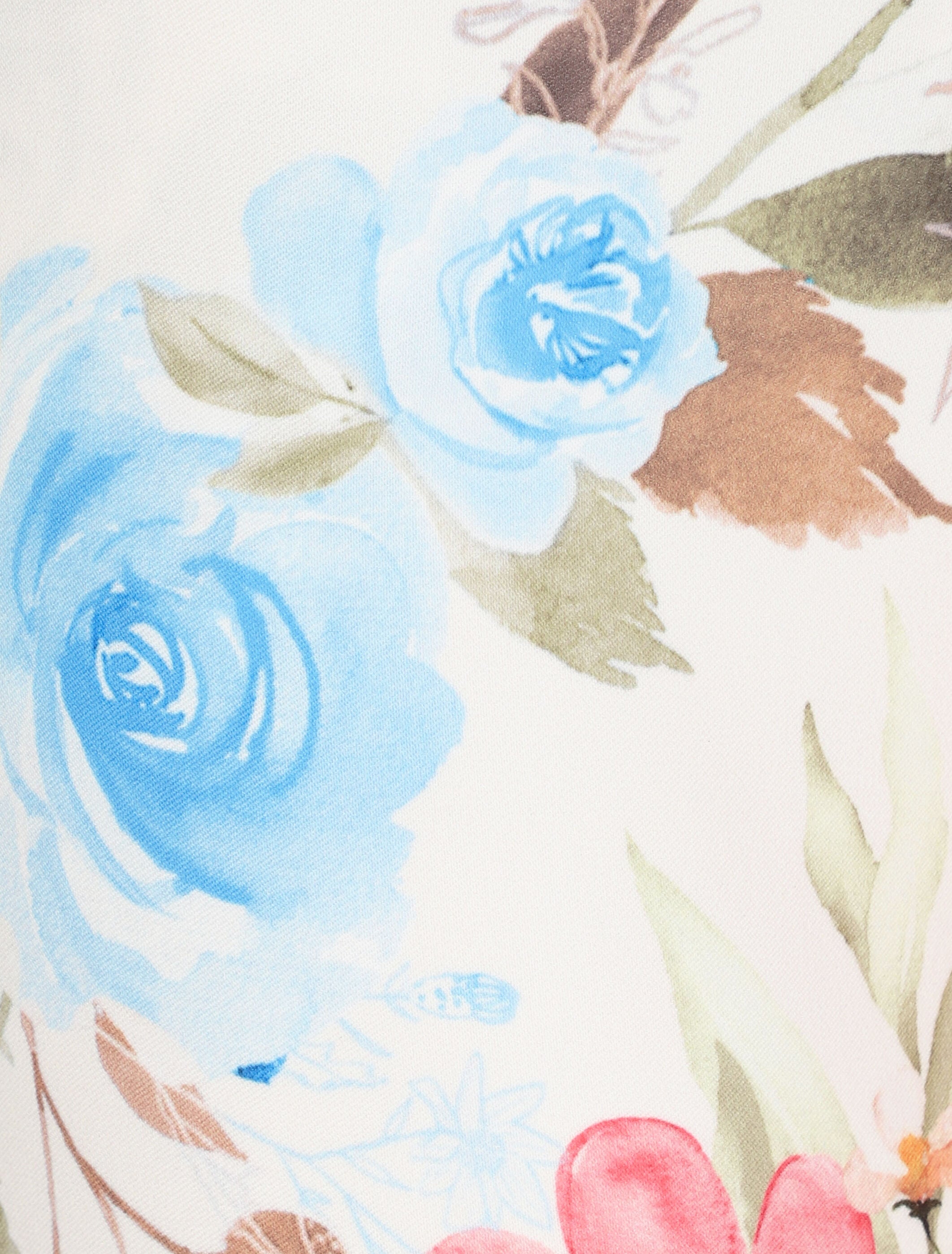 Bermuda à ourlets imprimé roses - Beige - 3