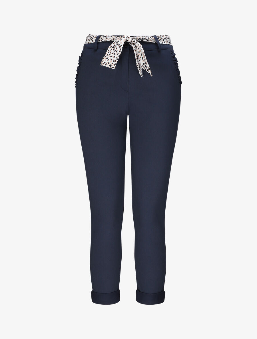 Pantalon chino droit à poches volantées - Marine - 4