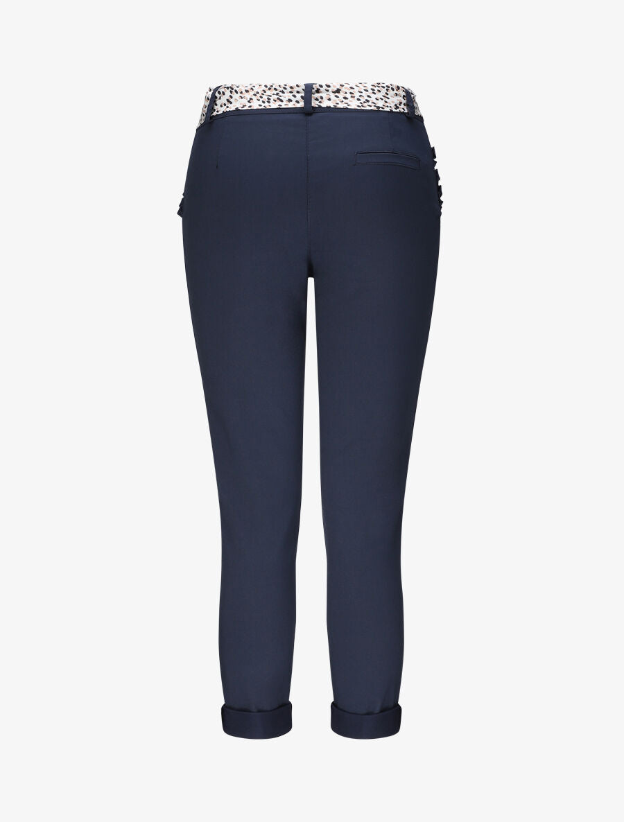 Pantalon chino droit à poches volantées - Marine - 2