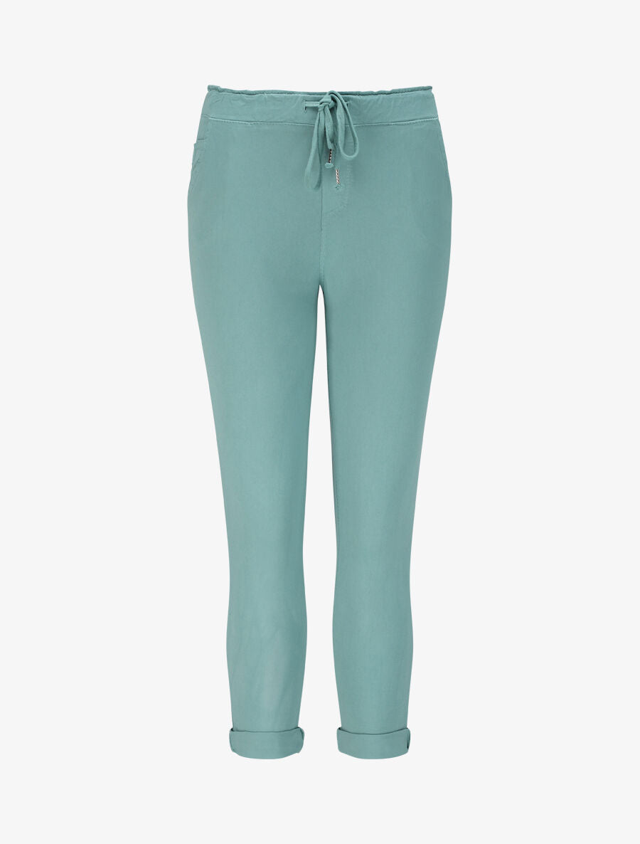 Pantalon droit taille haute froncée - Vert d&