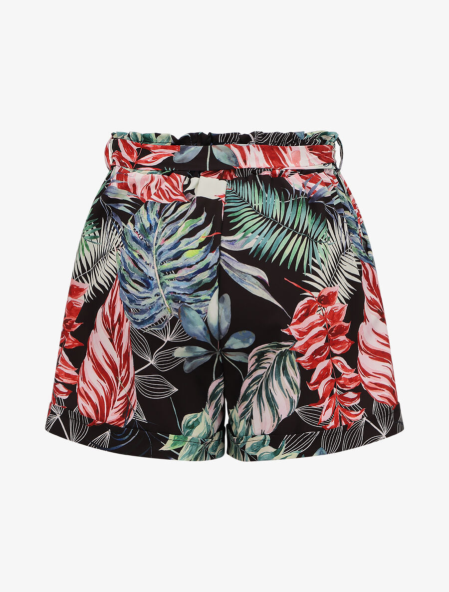 Short imprimé tropical à revers - Noir - 2
