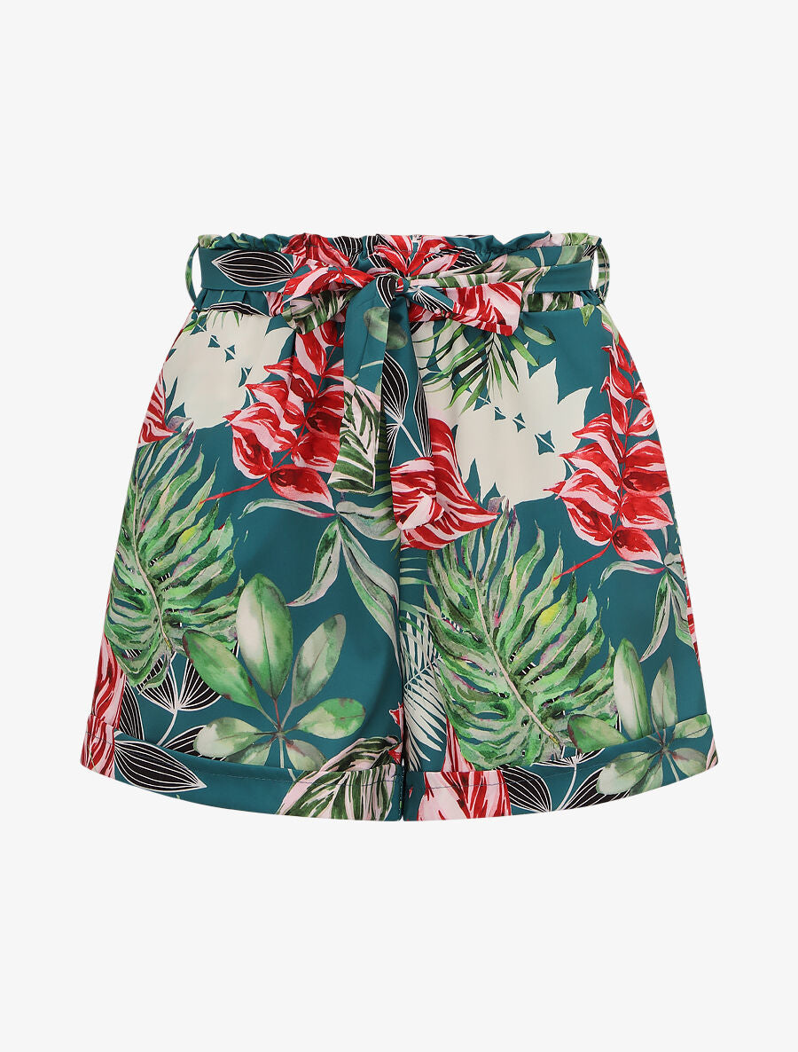 Short imprimé tropical à revers - Bleu canard - 5