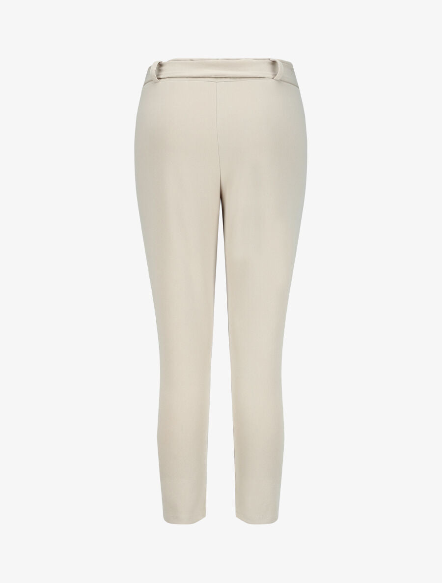 Pantalon droit à taille élastiquée - Beige - 2