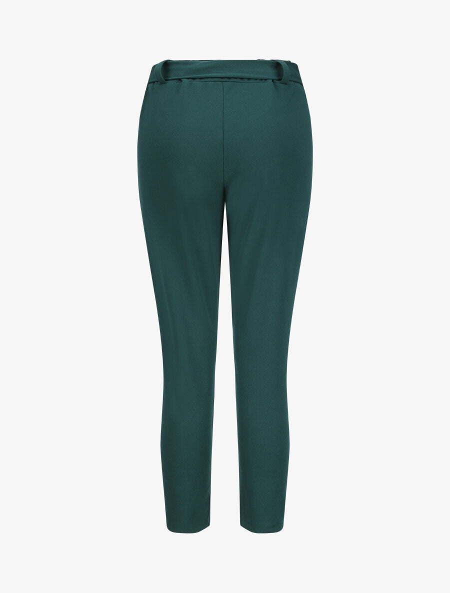 Pantalon droit à taille élastiquée - Vert sapin - 2