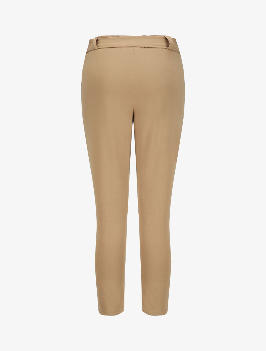 Pantalon droit à taille élastiquée - Camel - 2