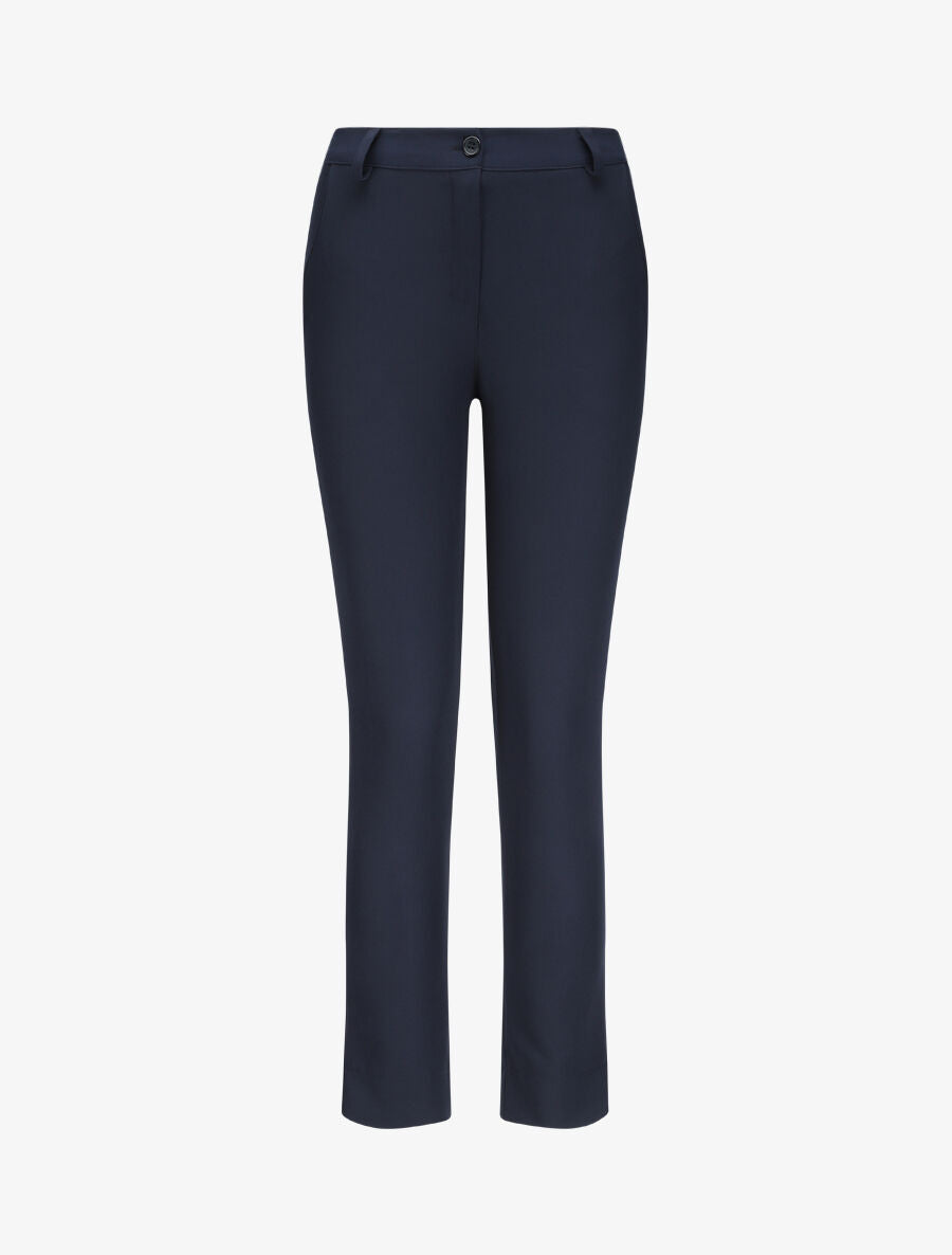 Pantalon droit à bords fendus - Marine - 1