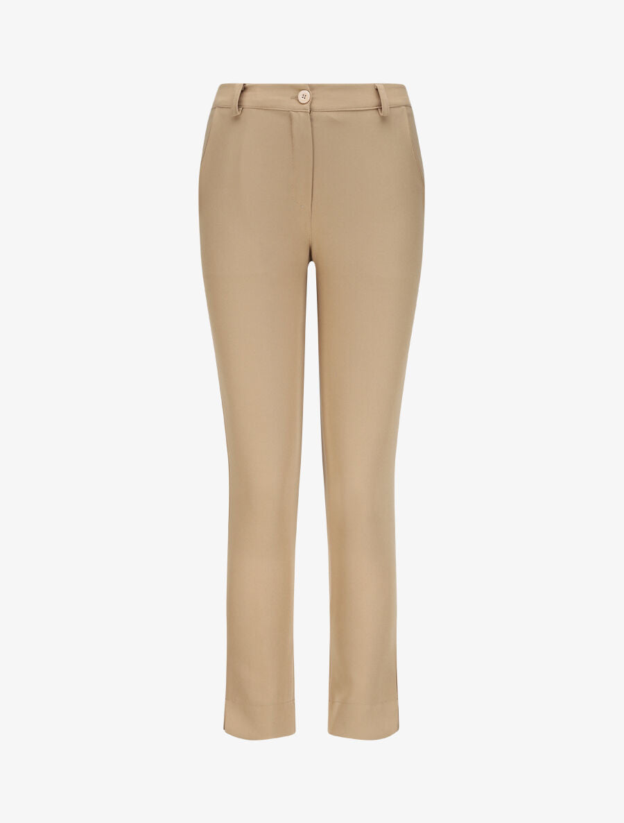 Pantalon droit à bords fendus - Camel - 1