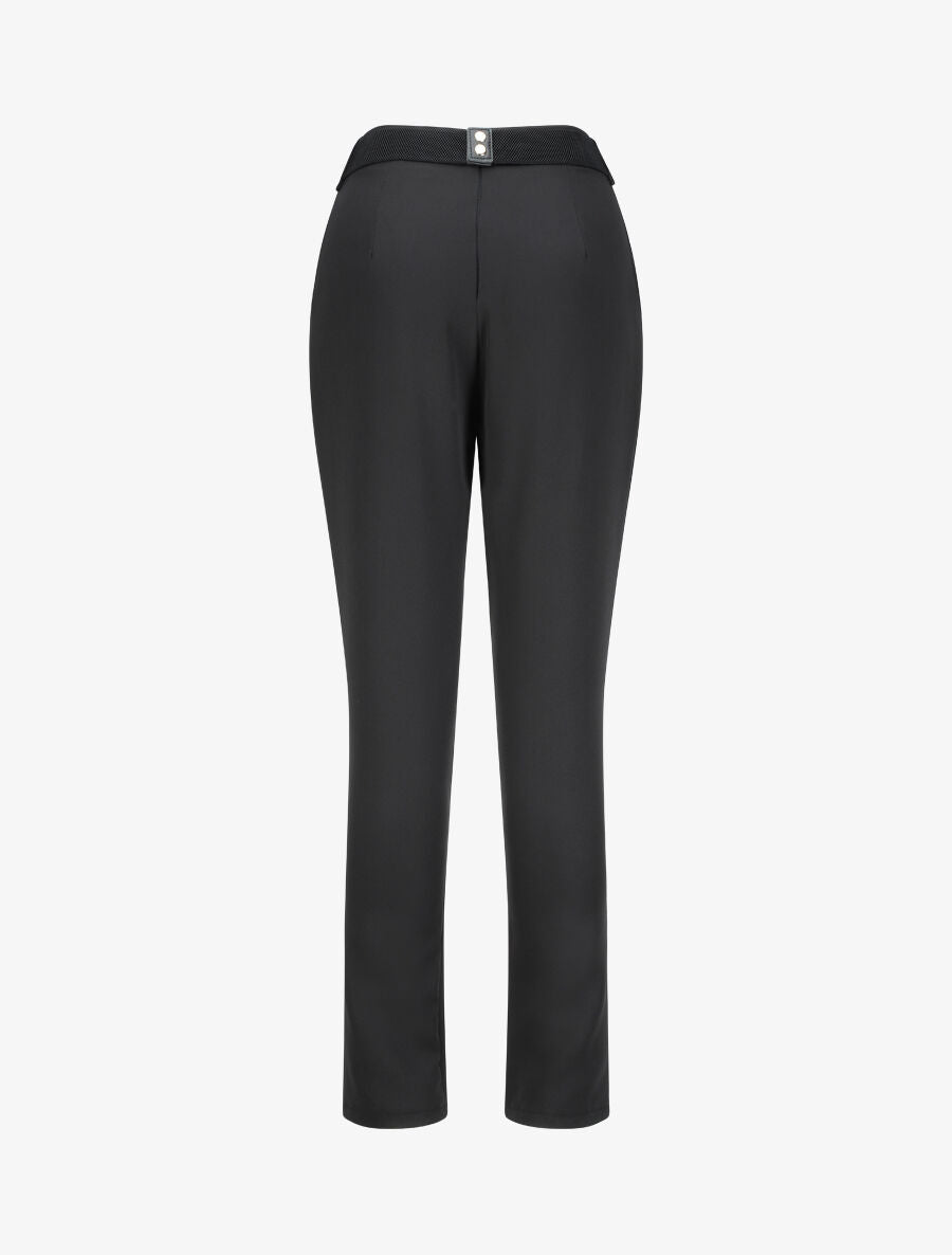 Pantalon uni à ceinture stylisée - Noir - 2