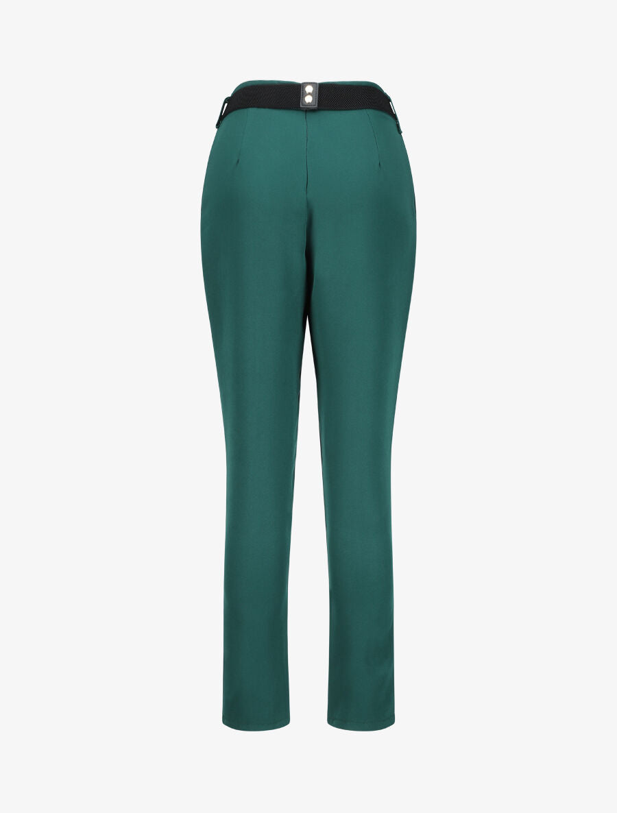 Pantalon uni à ceinture stylisée - Vert sapin - 2