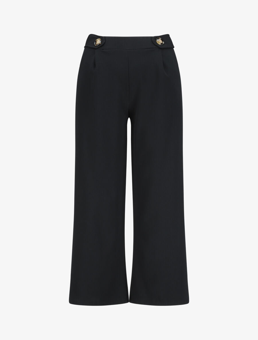 Pantalon ample à taille élastiquée - Noir - 1