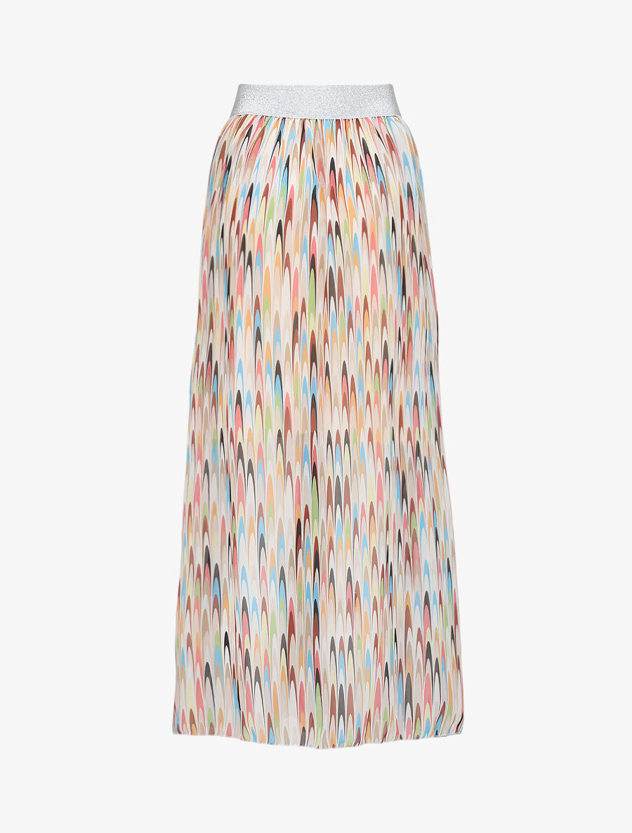 Jupe longue à imprimé rétro et ceinture irisée - Beige - 2