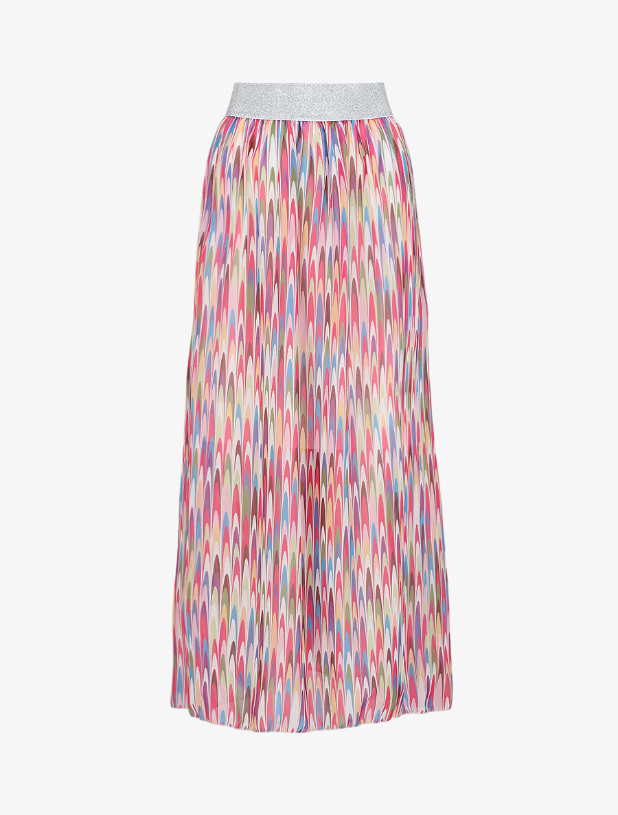 Jupe longue à imprimé rétro et ceinture irisée - Fushia - 5