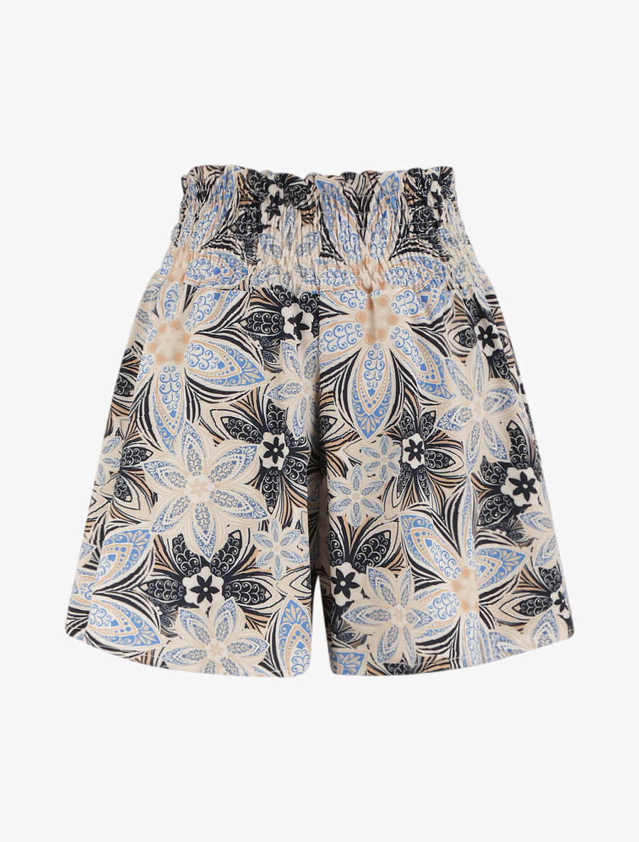 Short fluide évasé à imprimé fleurs stylisées - Marine - 2
