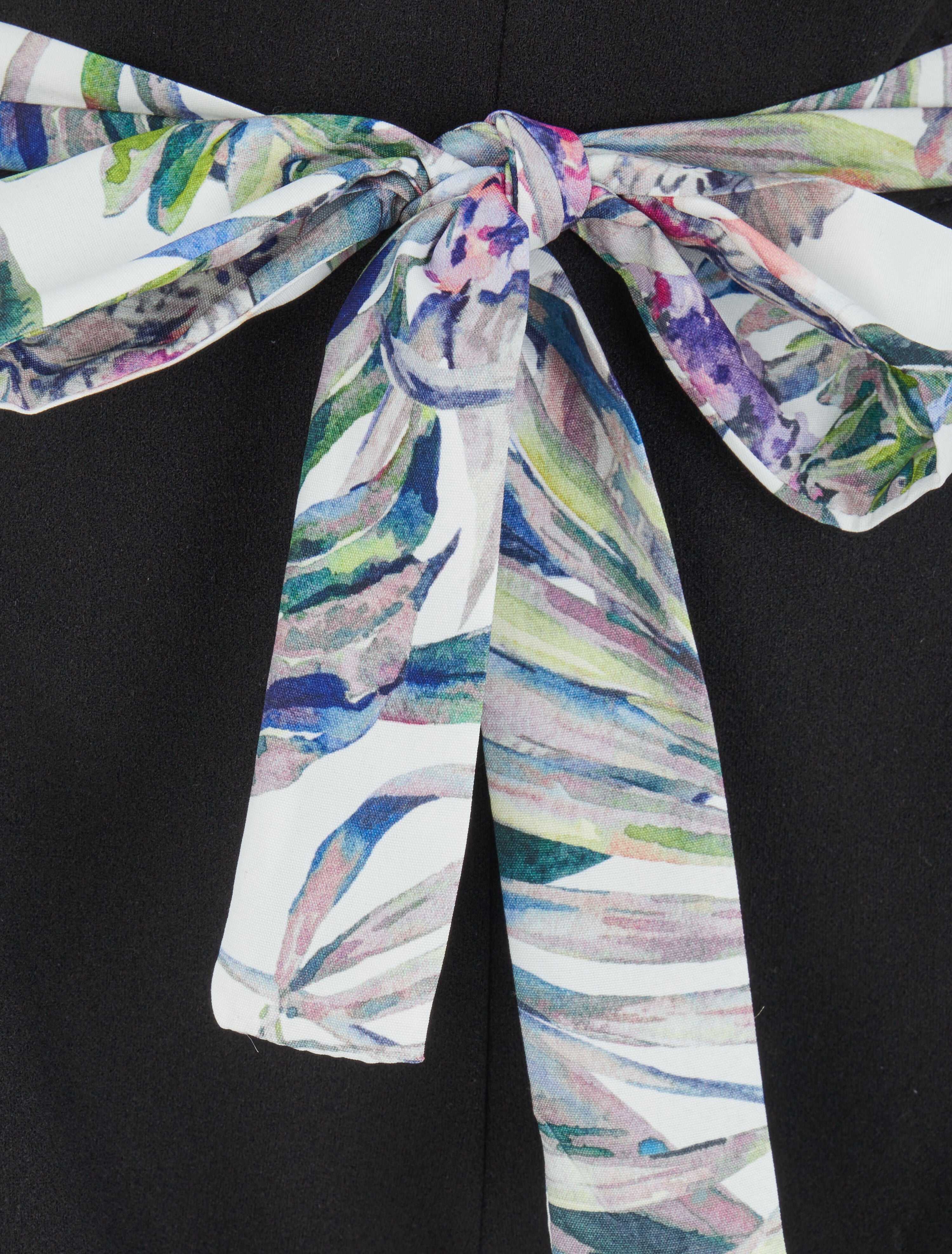 Short taille haute à ceinture imprimé fleurs tropicales - Noir - 3