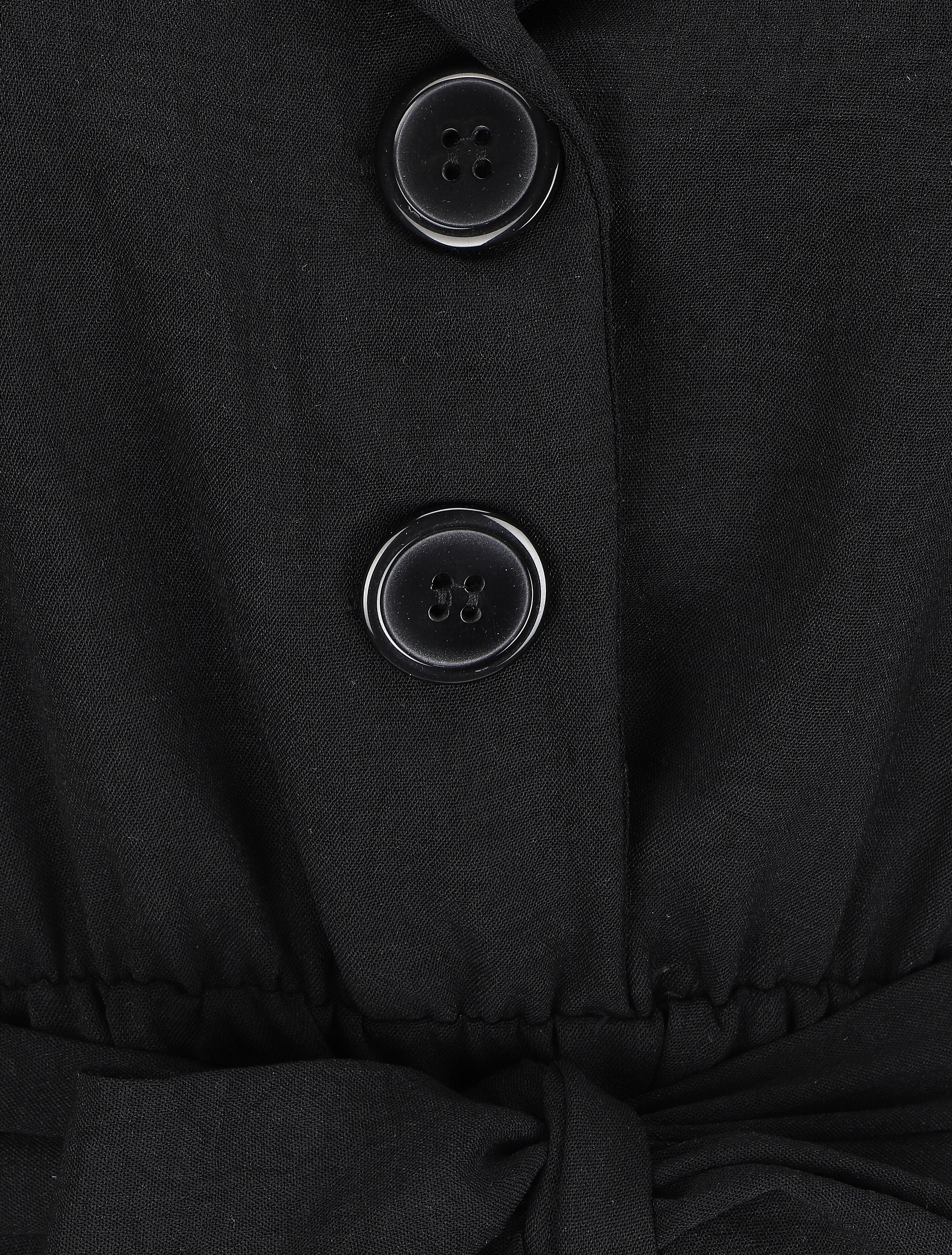 Robe longue à épaulettes effet lin - Noir - 3