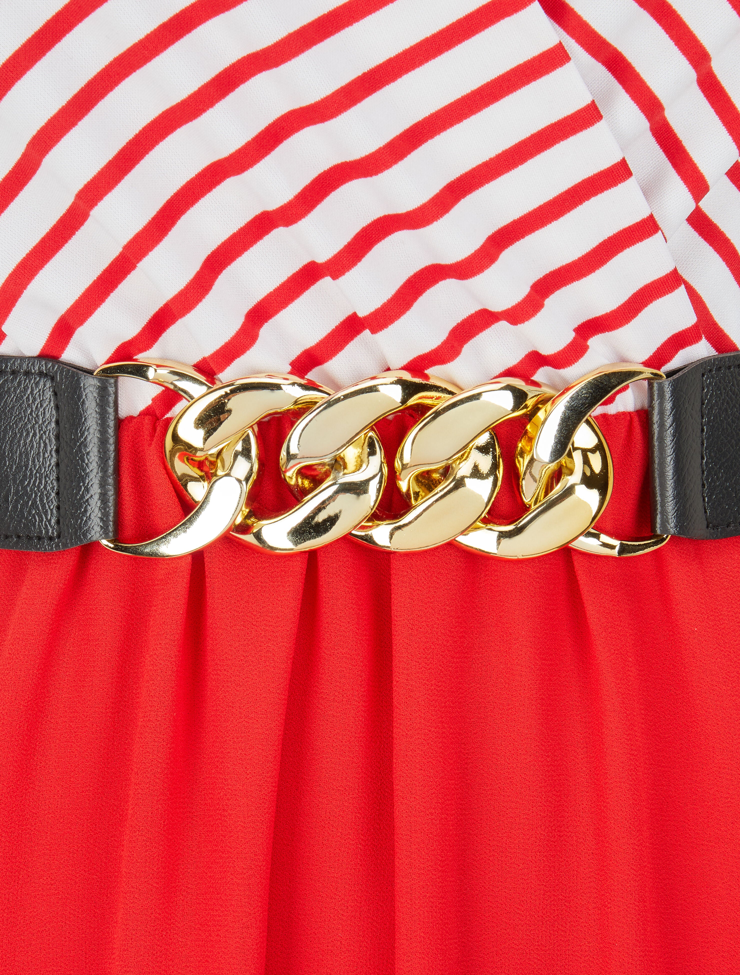 Robe longue évasée à rayures - Rouge - 3