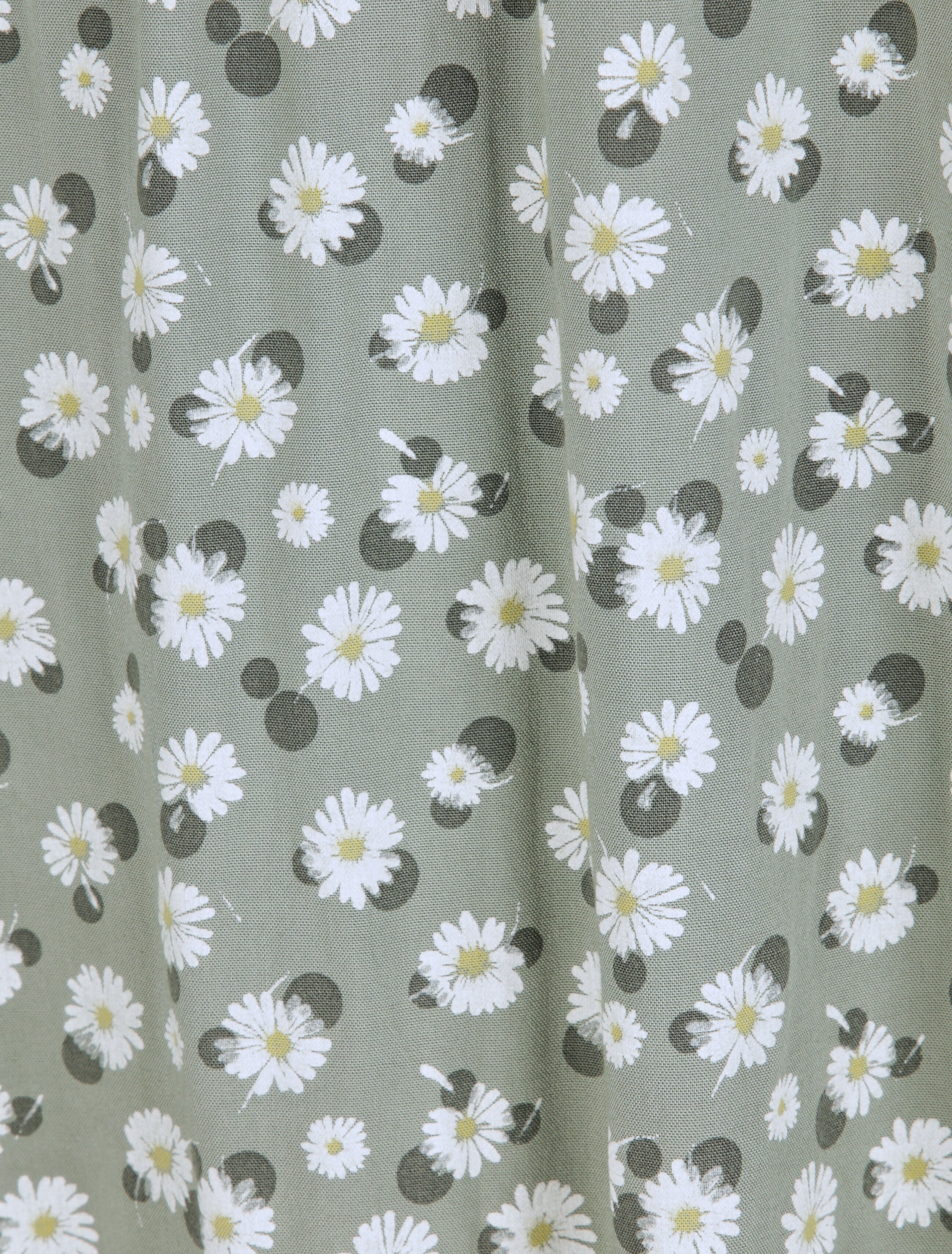 Robe longue empire à bretelles imprimé marguerites - Vert olive - 4