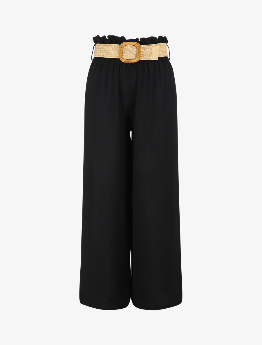 Pantalon ample à taille élastiquée - Noir - 5