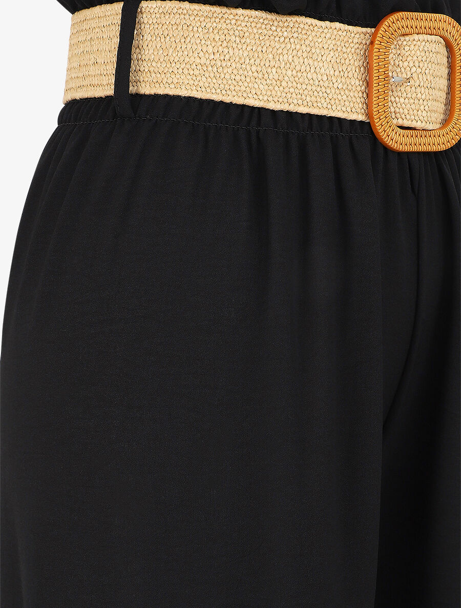 Pantalon ample à taille élastiquée - Noir - 3