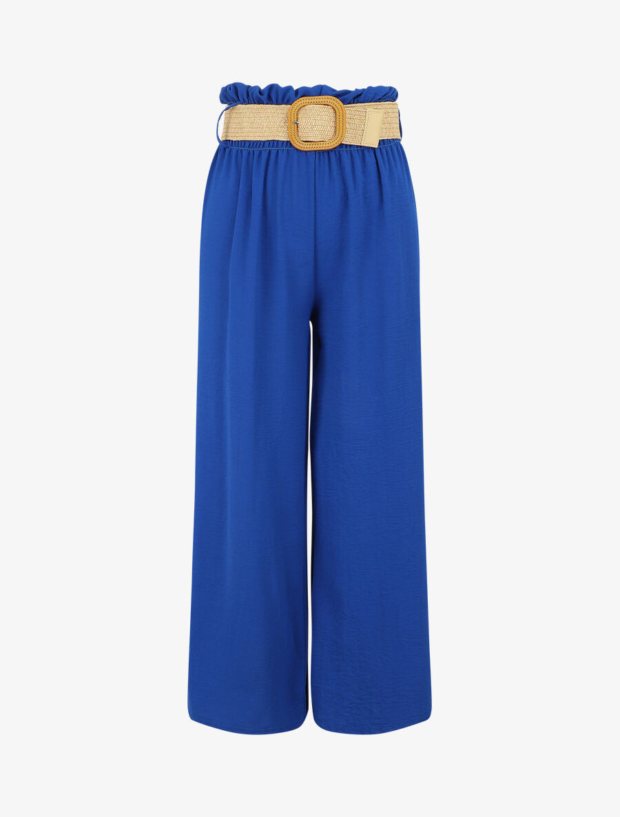 Pantalon ample à taille élastiquée - Bleu électrique - 1