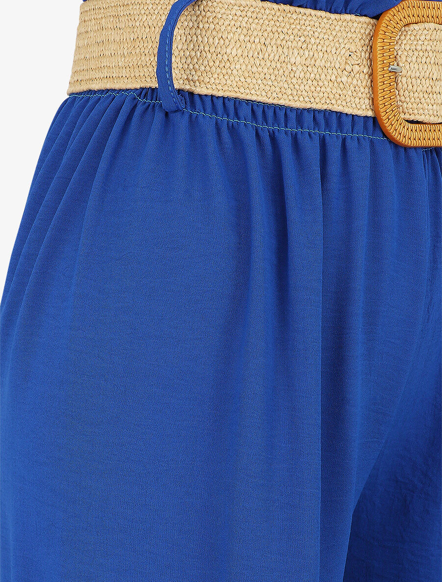 Pantalon ample à taille élastiquée - Bleu électrique - 3