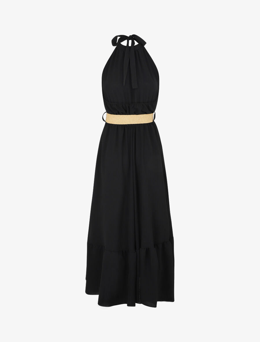 Robe longue unie dos nu - Noir - 2
