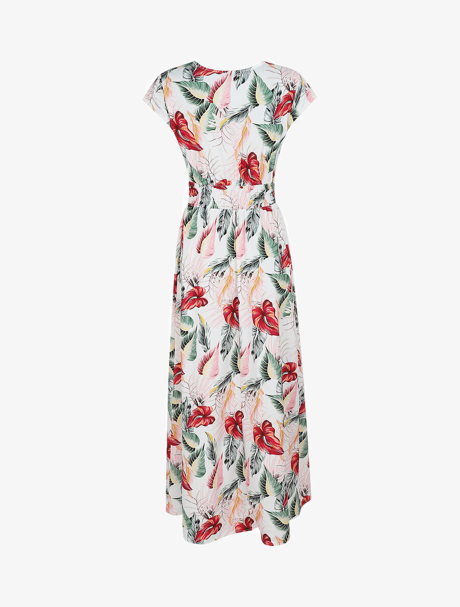 Robe longue à imprimé floral - Blanc - 2