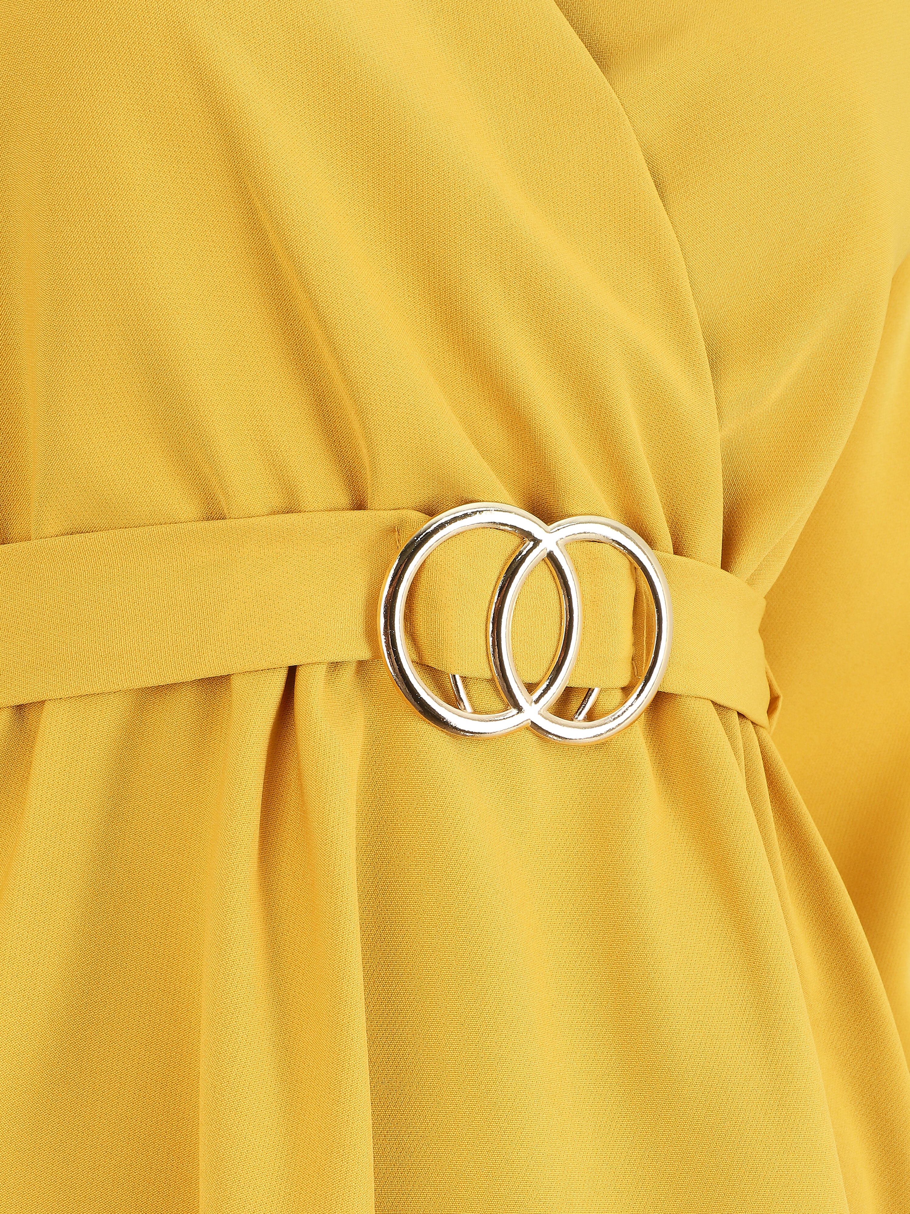 Robe uni à col cache-coeur - Jaune - 3