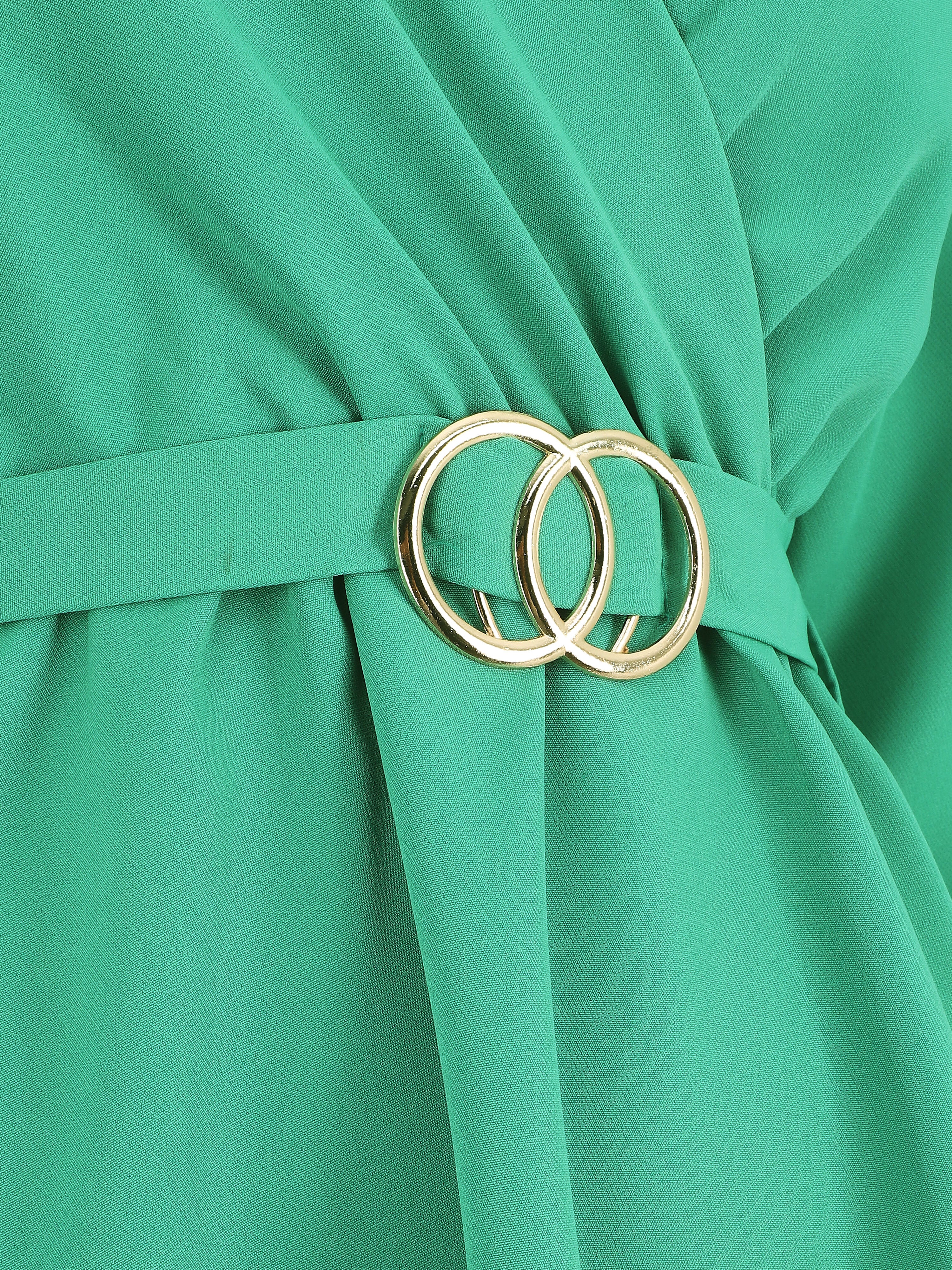 Robe uni à col cache-coeur - Vert - 3