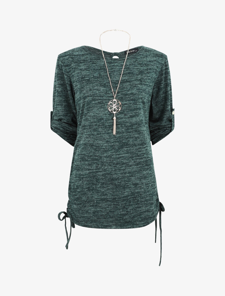 Pull ample à fronces - Vert - 1