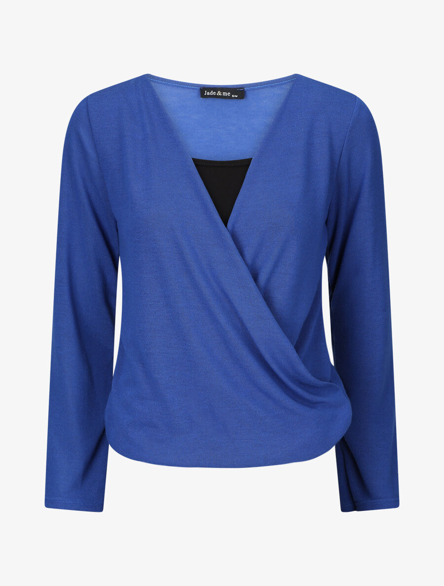 Pull cache-coeur doublé - Bleu électrique - 5