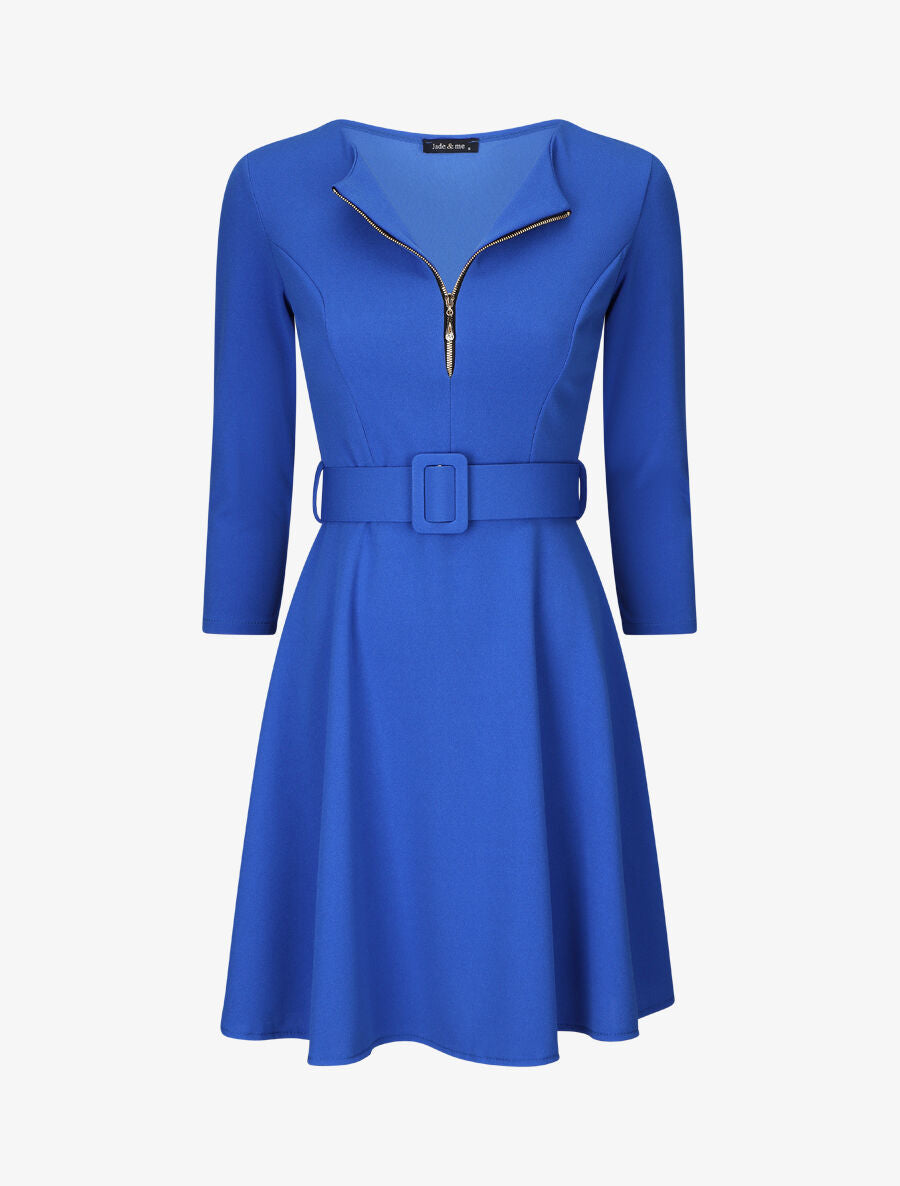 Robe patineuse à zip - Bleu électrique - 1