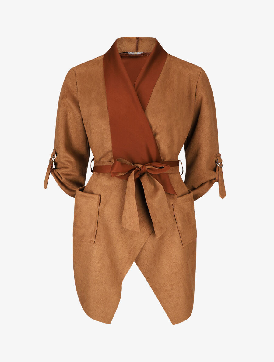 Gilet jeté en suédine - Camel - 1