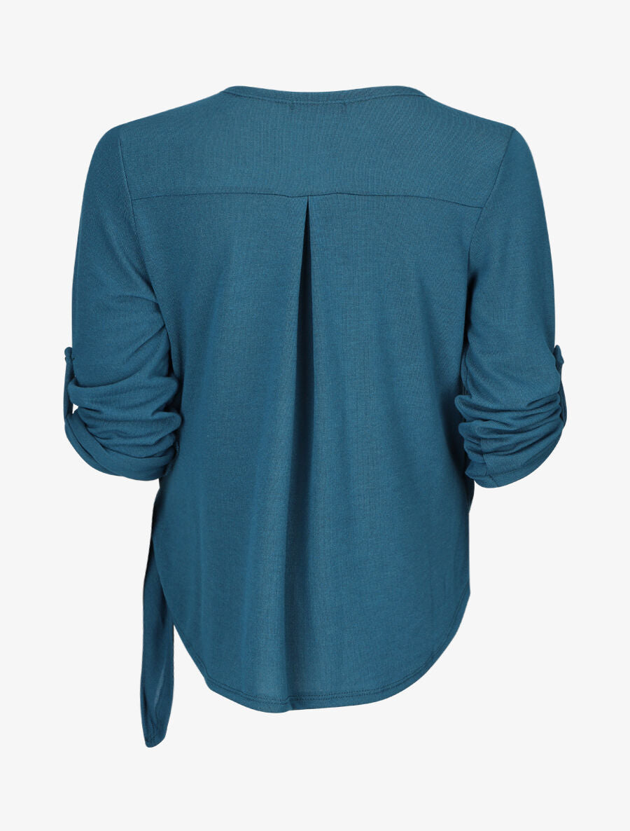 Pull cache-coeur à manches rabattables - Bleu canard - 2