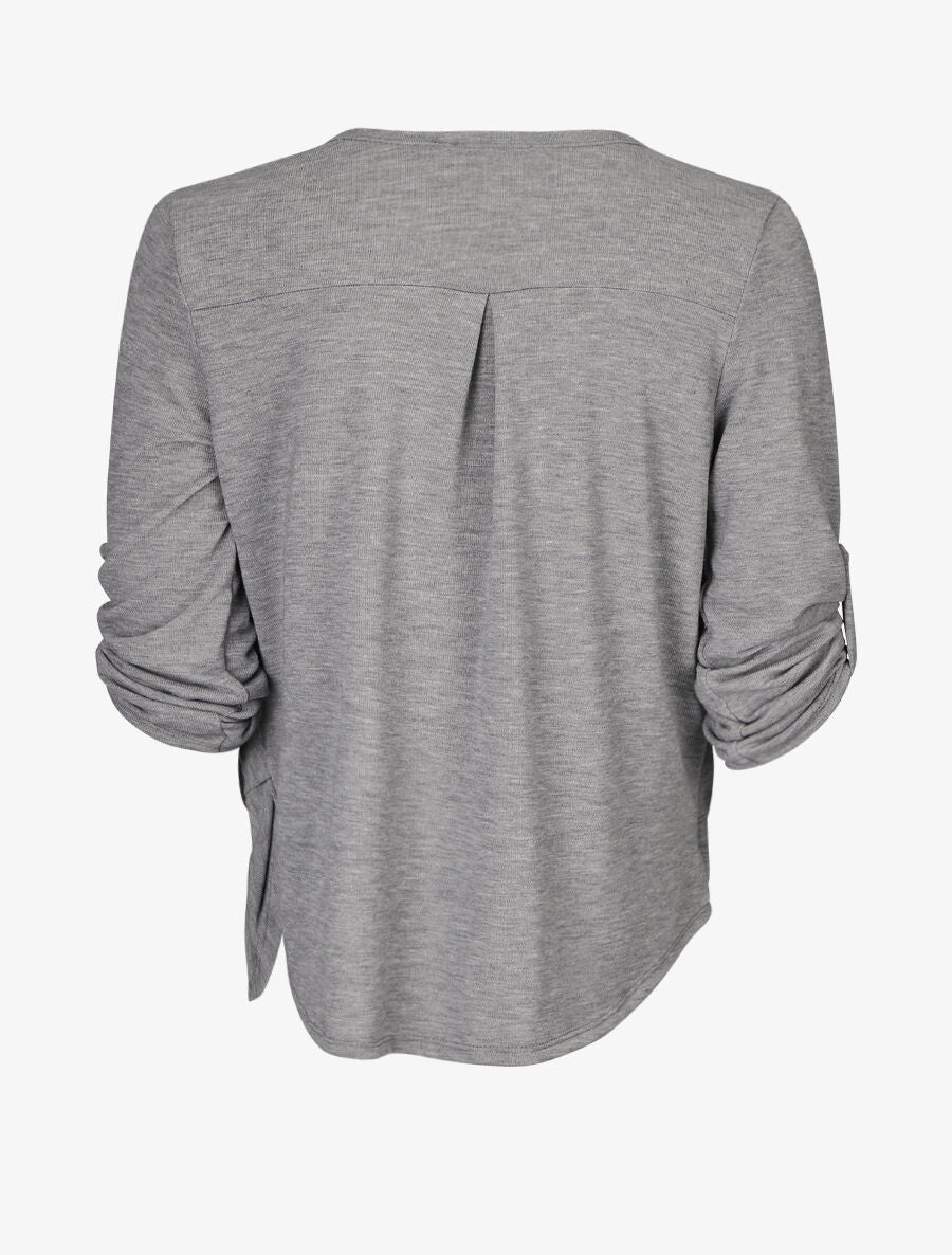 Pull cache-coeur à manches rabattables - Gris - 2