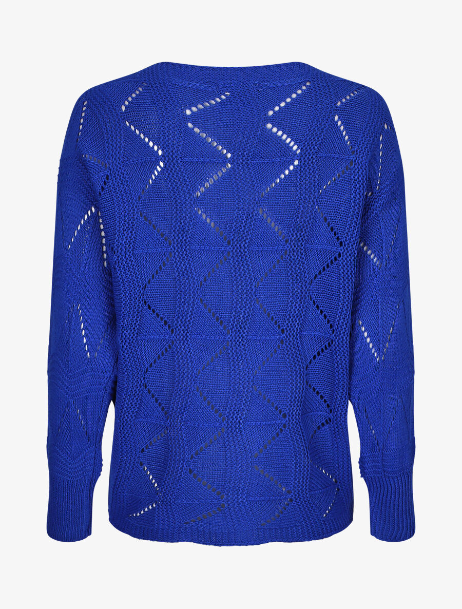 Pull en maille zigzag - Bleu électrique - 2