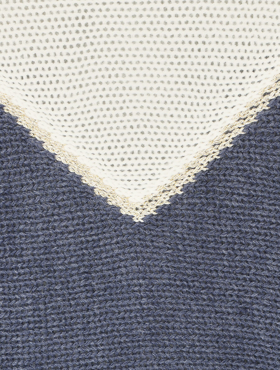 Pull en maille à motif V irisé - Bleu - 3