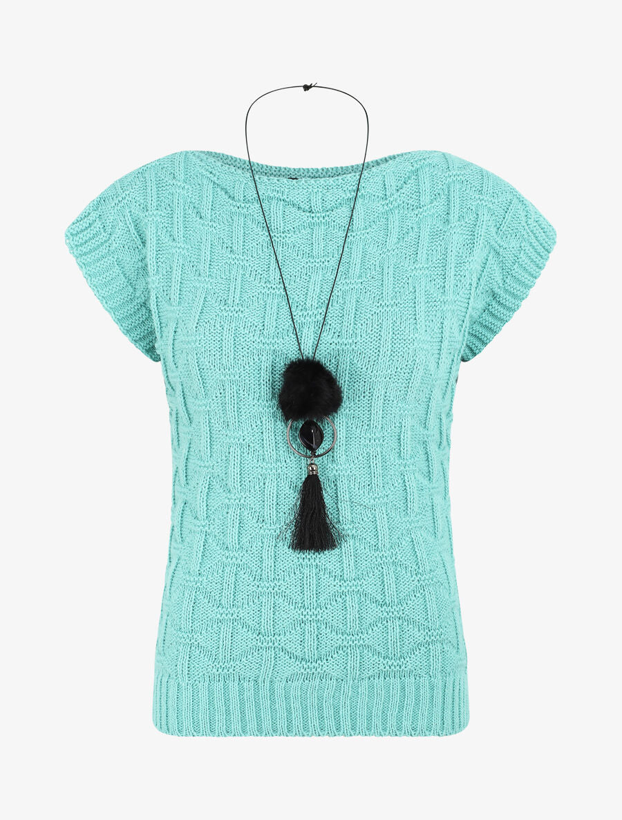 Pull uni sans manches - Bleu clair - 1