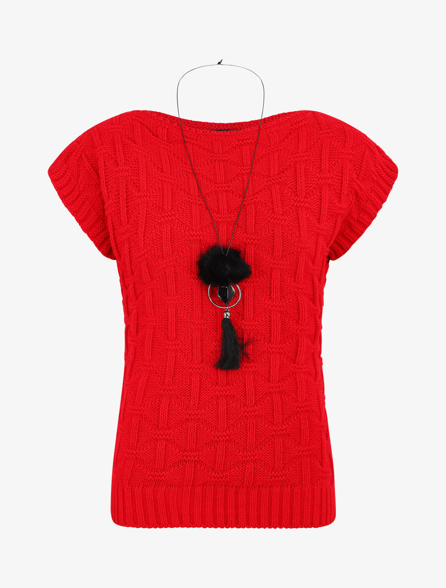 Pull uni sans manches - Rouge - 5
