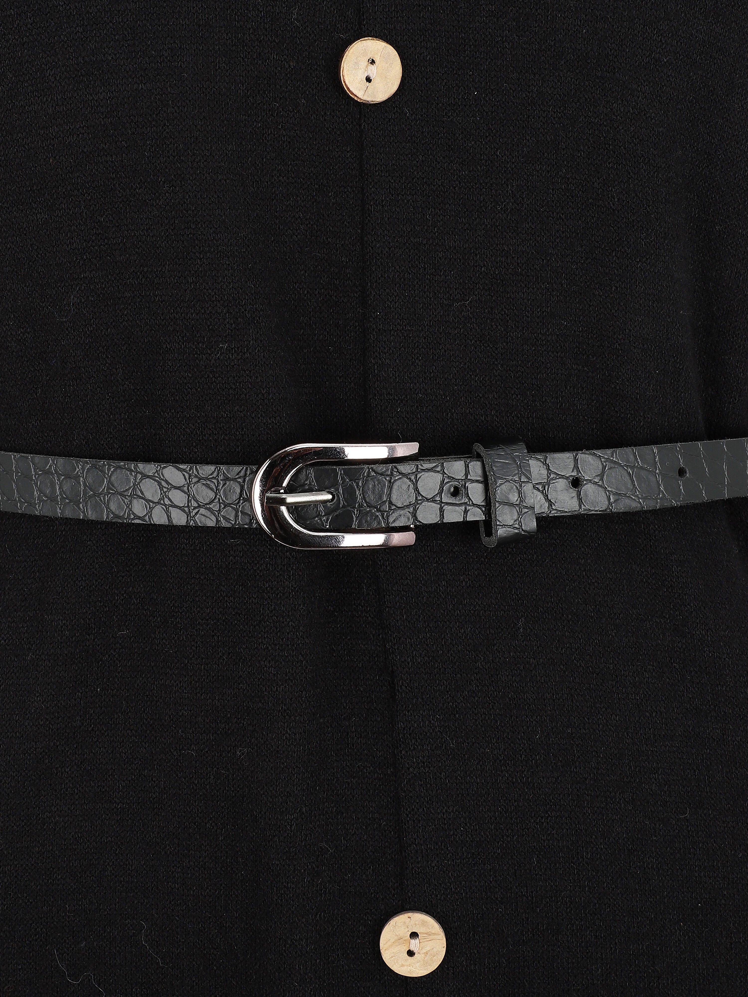 Robe pull mi-longue boutonnée - Noir - 3