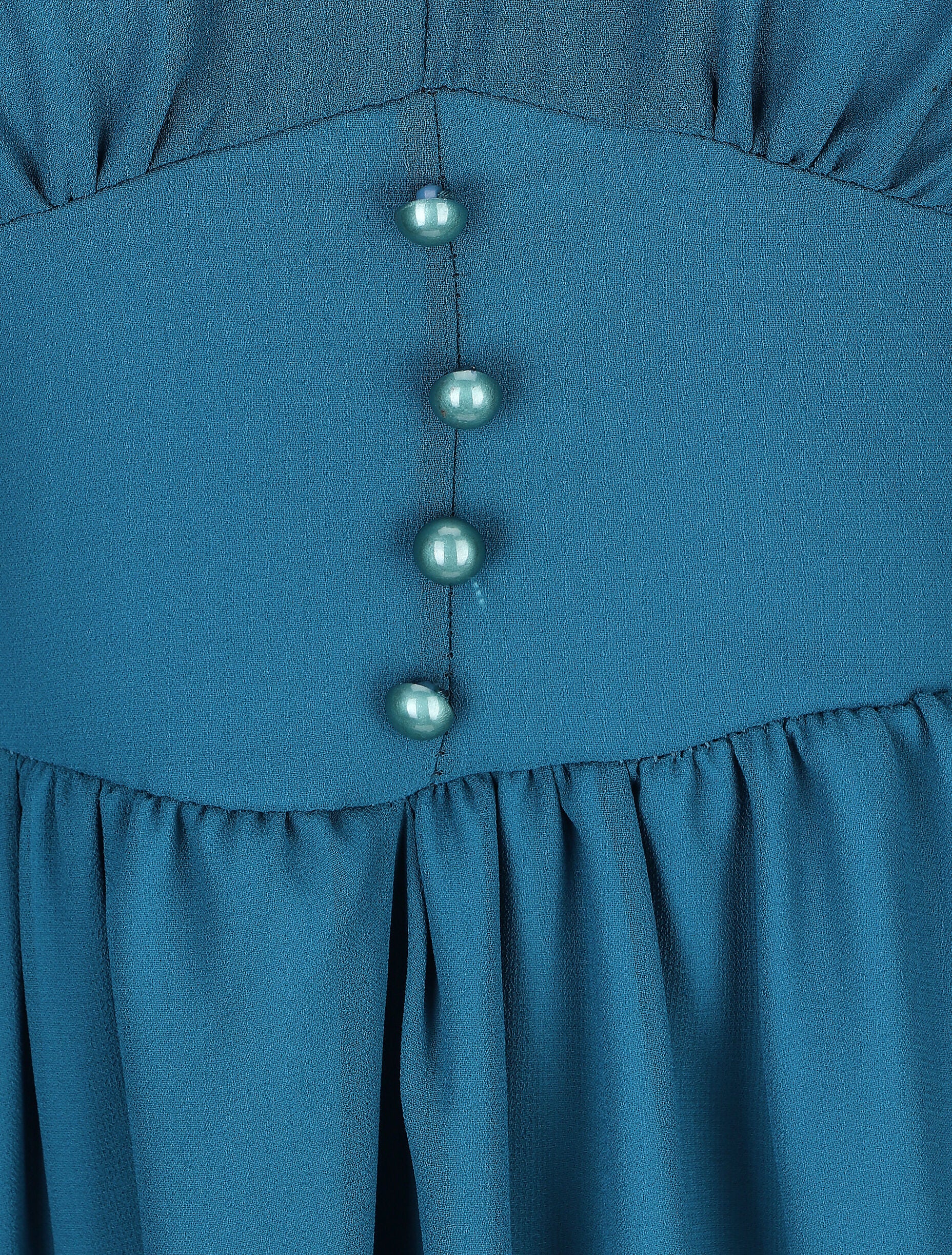 Robe courte patineuse en voile - Bleu canard - 3