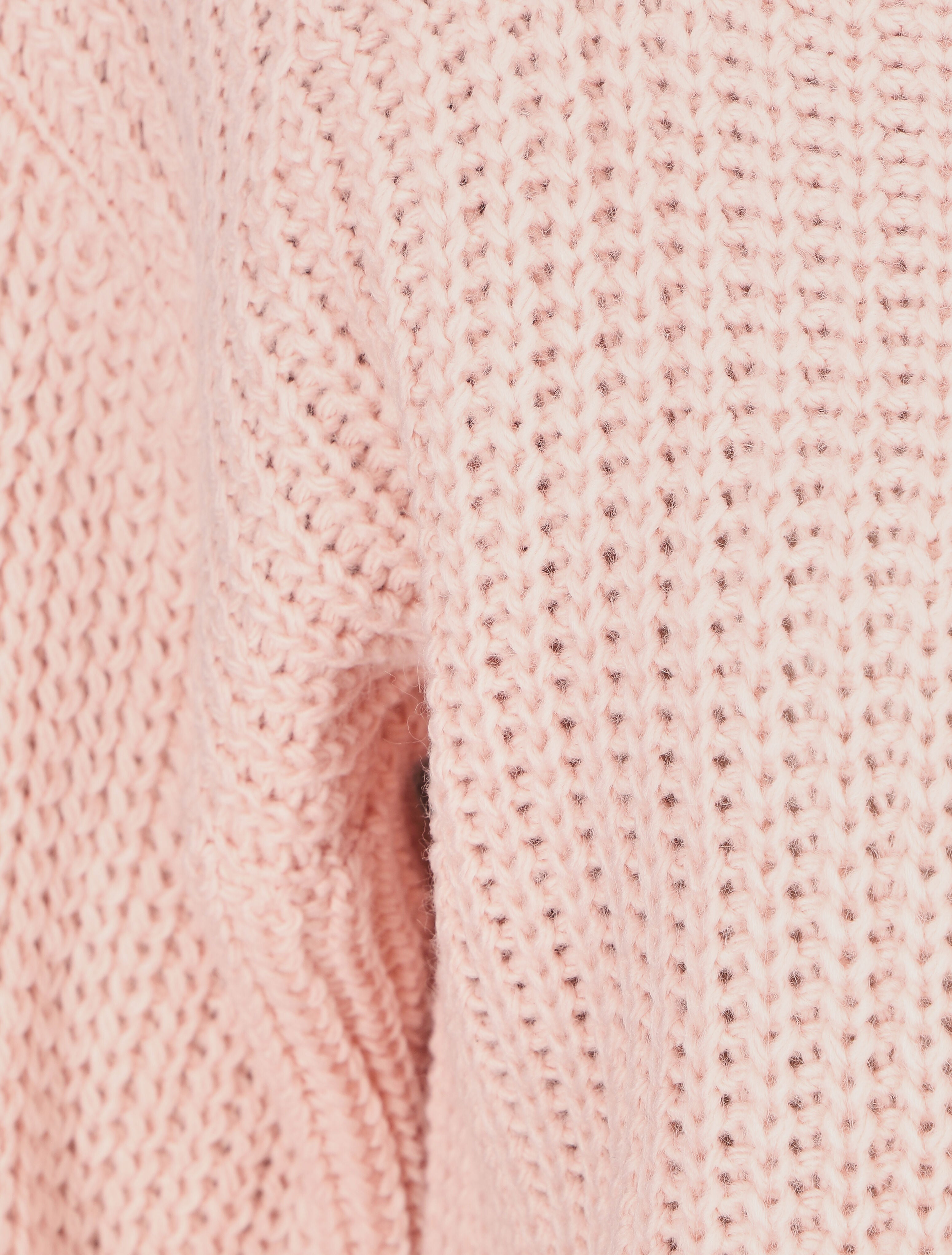 Pull uni en grosse maille à col bateau - Rose - 3
