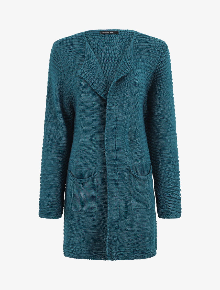 Gilet mi-long côtelé - Bleu canard - 1
