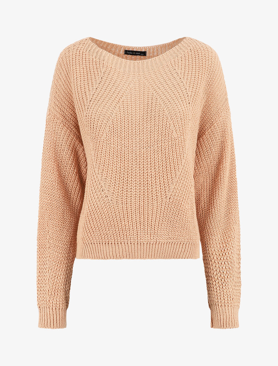Pull loose à col bateau - Rose - 5
