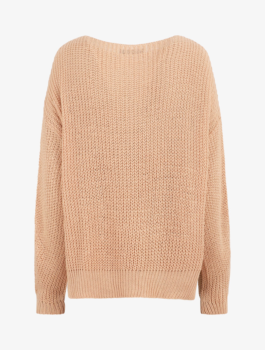 Pull loose à col bateau - Rose - 2