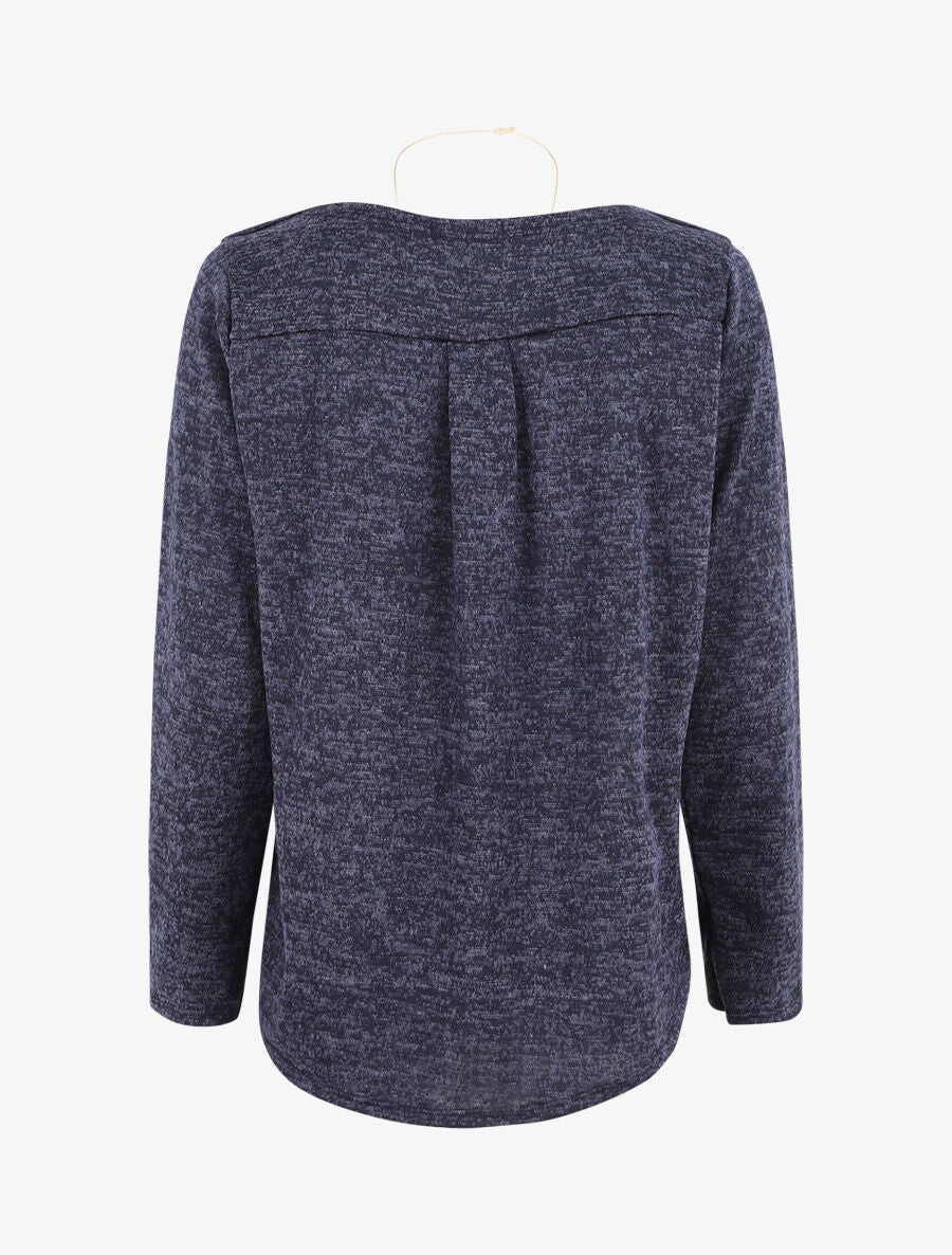 Pull ample à boutons décoratifs - Bleu foncé - 2