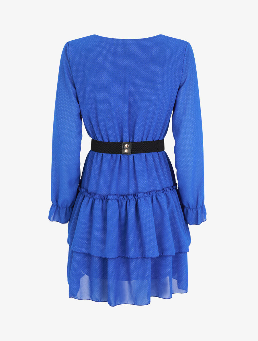 Robe à col cache-coeur volantée - Bleu roi - 2
