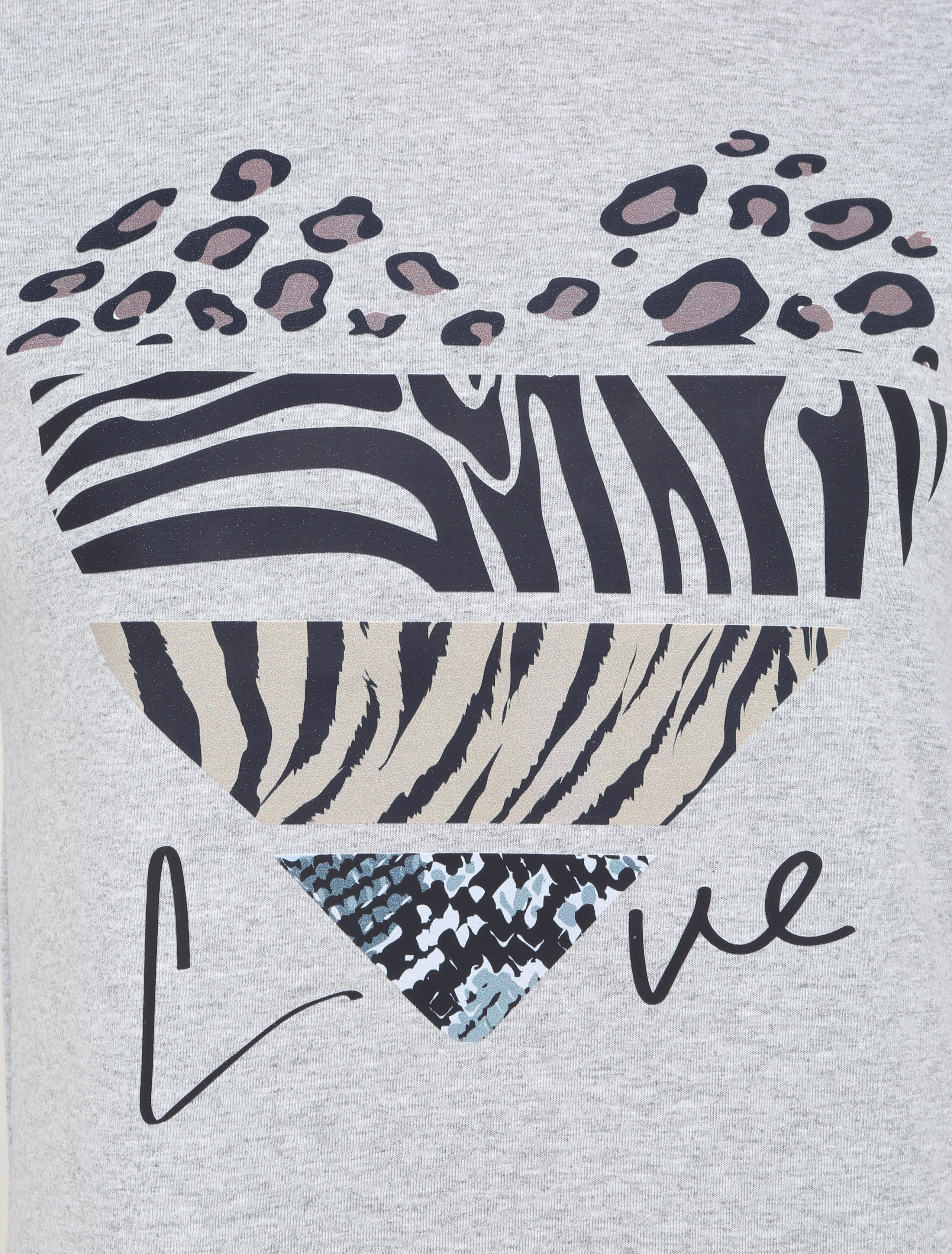 T-shirt à motif coeur et imprimé animaux - Gris - 3