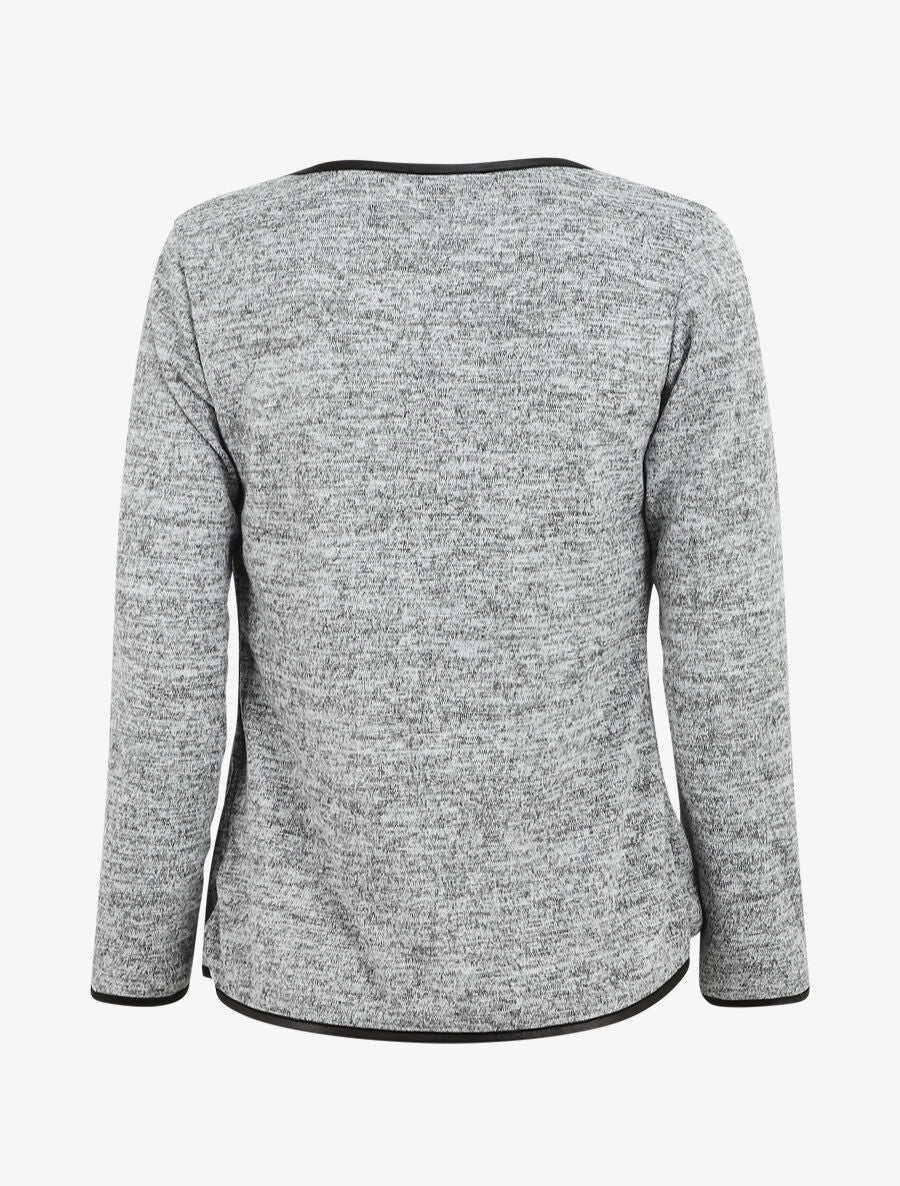 Gilet chiné à liseré texturé - Gris - 2