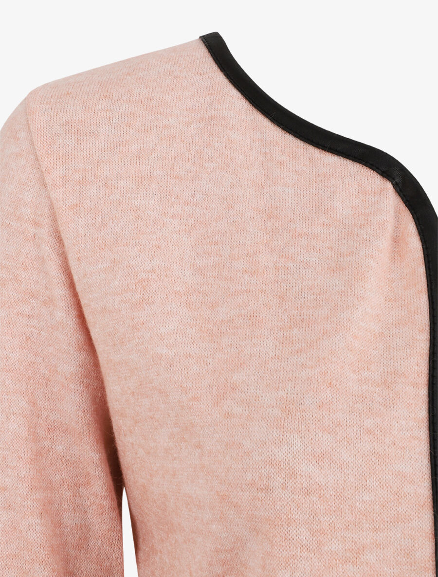 Gilet uni à liseré texturé - Rose poudré - 3